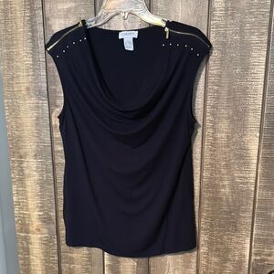Carmen Marc Valvo Black Sleeveless Top